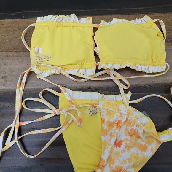 Bandeau 2 Piece Set Bikini Set Strapless Tassel Fringe Swimsuit Size M - Picture 4 of 8